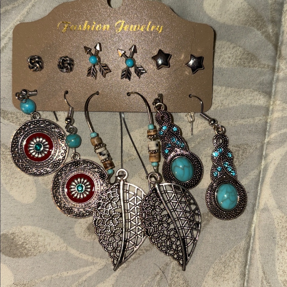 NEW! Boho  Style 6-Pair Drop Dangle Earrings Set